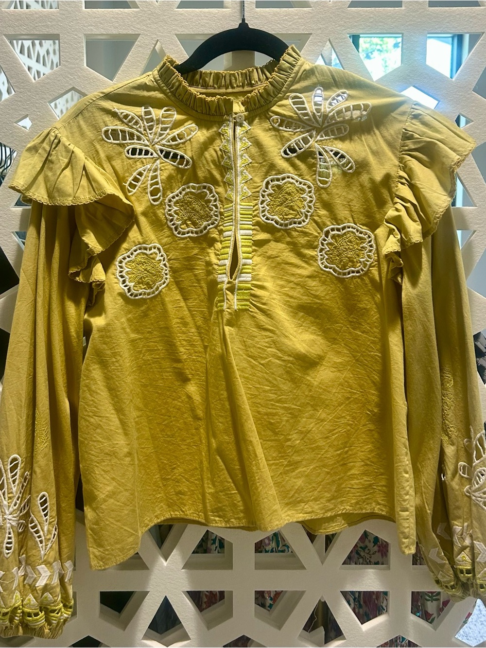 Ruffled Embroidered Blouse